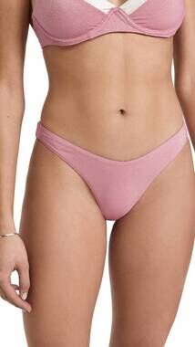 PQ Swim Pily Q Ruched Bikini Bottom High Cut Full Coverage Namaste Pink L NEW